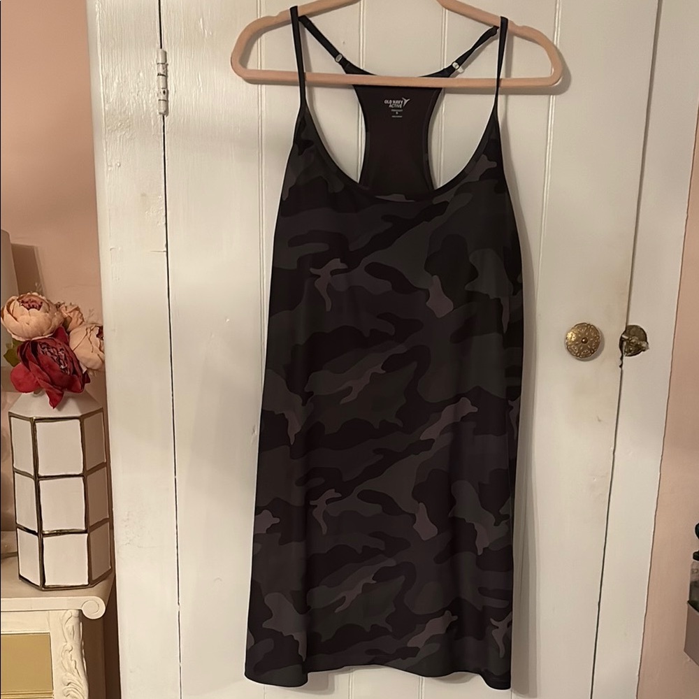 Old Navy Black and Gray Camo Tank Dress NWT XL